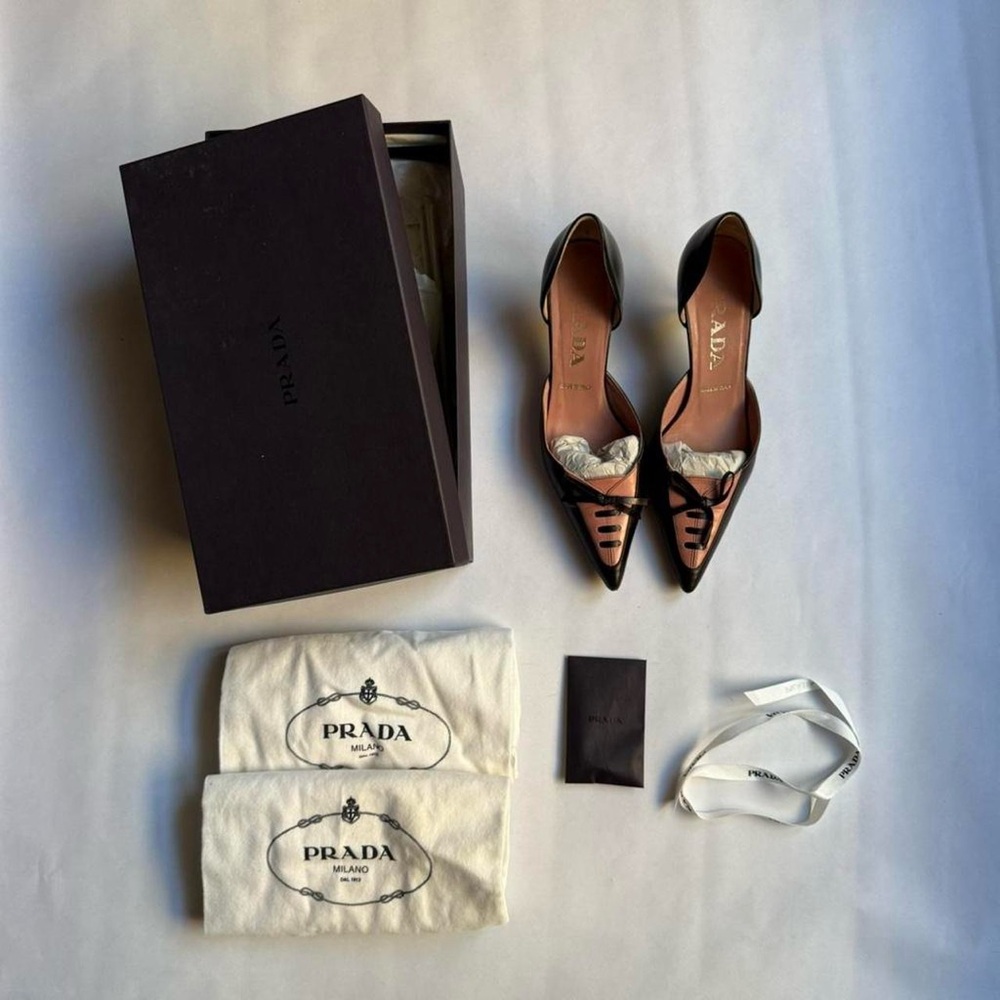 [SOLD] Vintage Prada Corset Detail Kitten Heels